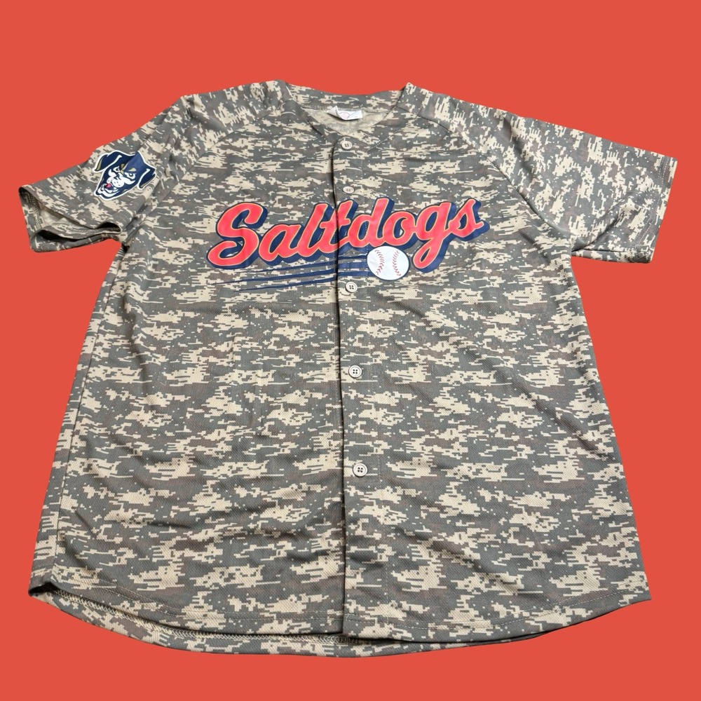 Lincoln Saltdogs Jersey Camo MiLB Baseball Jersey Size XL Ameritas #17